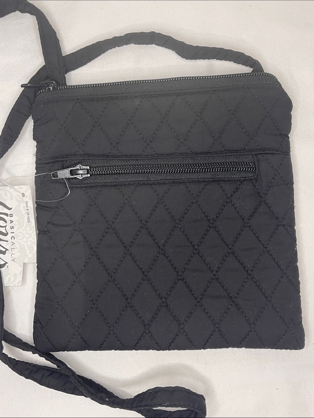 Basically Yours Quilted Black Crossbody Bag with Front Zip Pocket